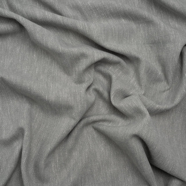 Linen Look Recycled Polyester and Cotton Woven - Silver - British Imported