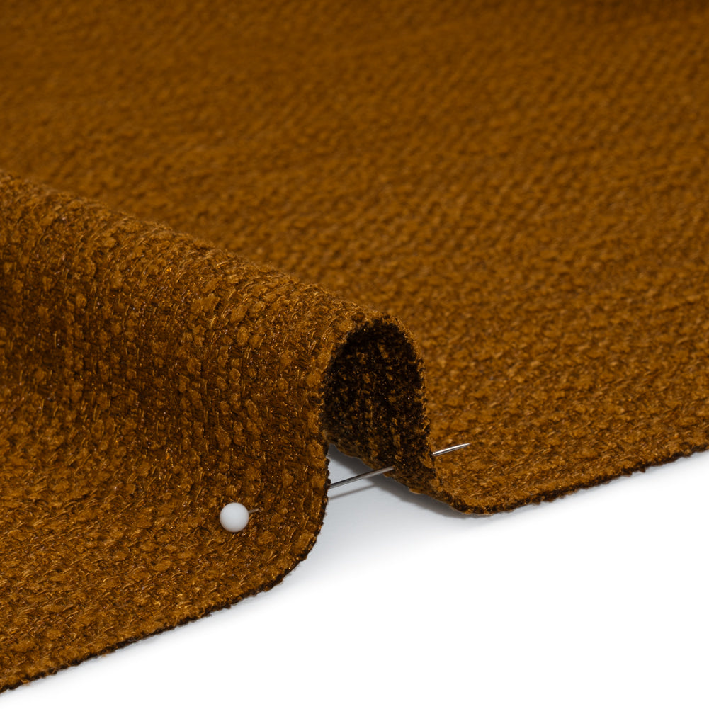 Textured Recycled Polyester Woven - Copper Boucle Stripes - British Imported