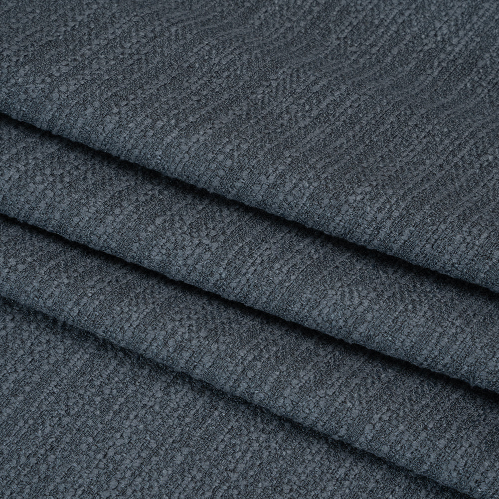 Textured Recycled Polyester Woven - Denim Boucle Stripes - British Imported