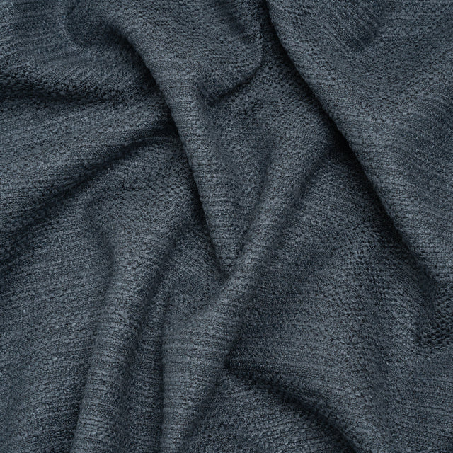 Textured Recycled Polyester Woven - Denim Boucle Stripes - British Imported