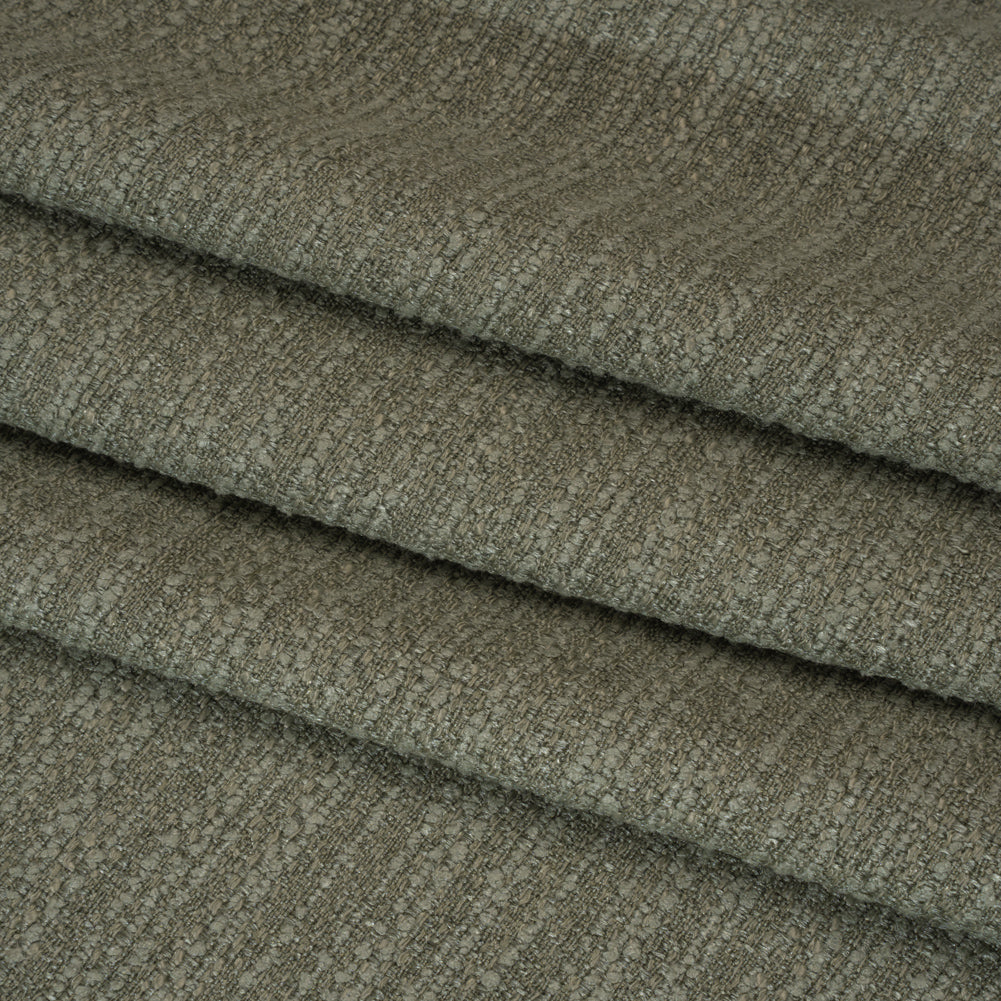 Textured Recycled Polyester Woven - Eucalyptus Boucle Stripes - British Imported