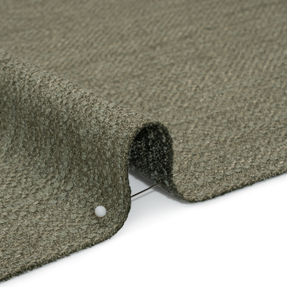 Textured Recycled Polyester Woven - Eucalyptus Boucle Stripes - British Imported