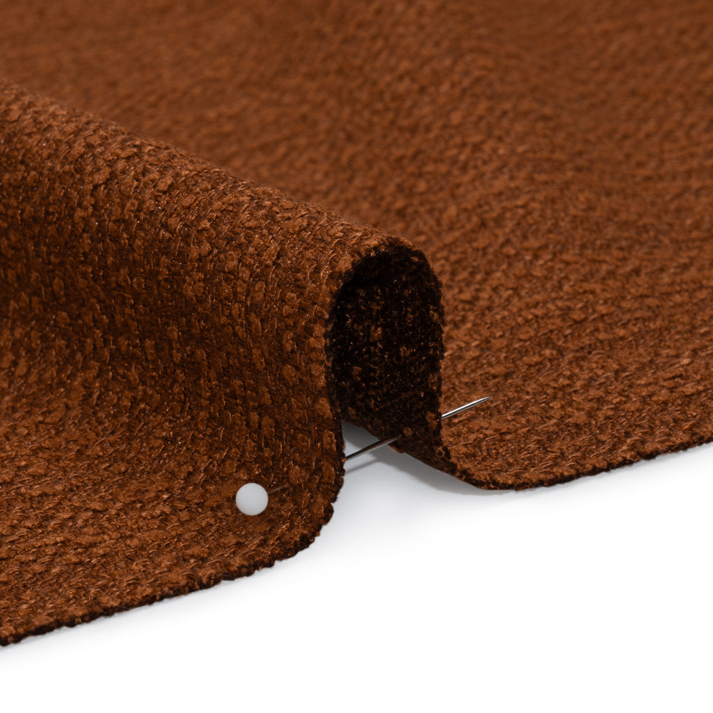 Textured Recycled Polyester Woven - Ginger Boucle Stripes - British Imported