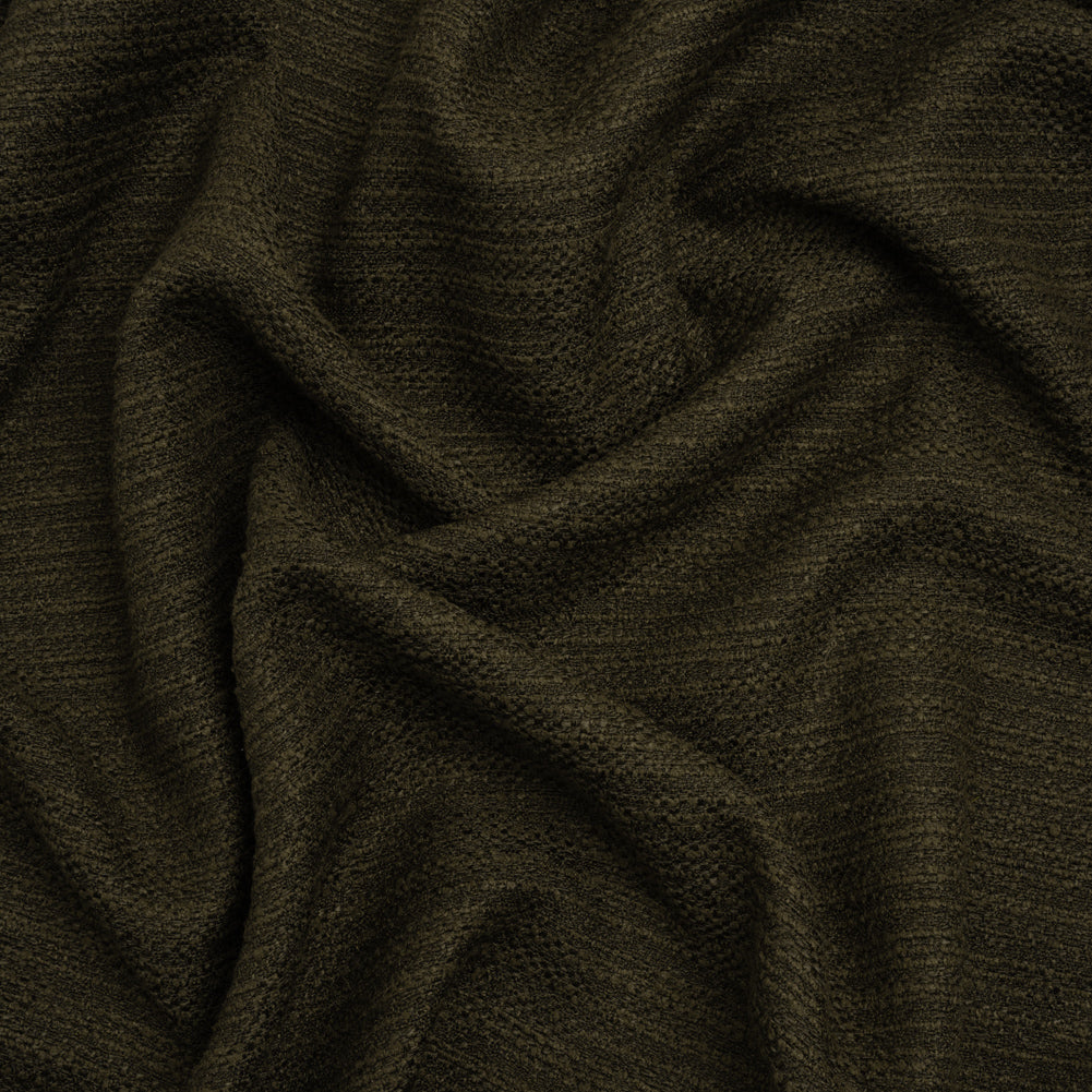 Textured Recycled Polyester Woven - Khaki Boucle Stripes - British Imported