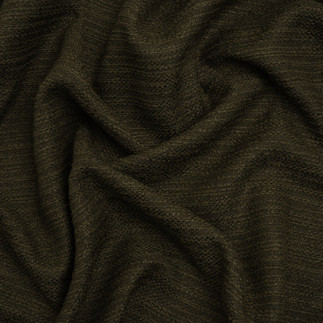 Textured Recycled Polyester Woven - Khaki Boucle Stripes - British Imported