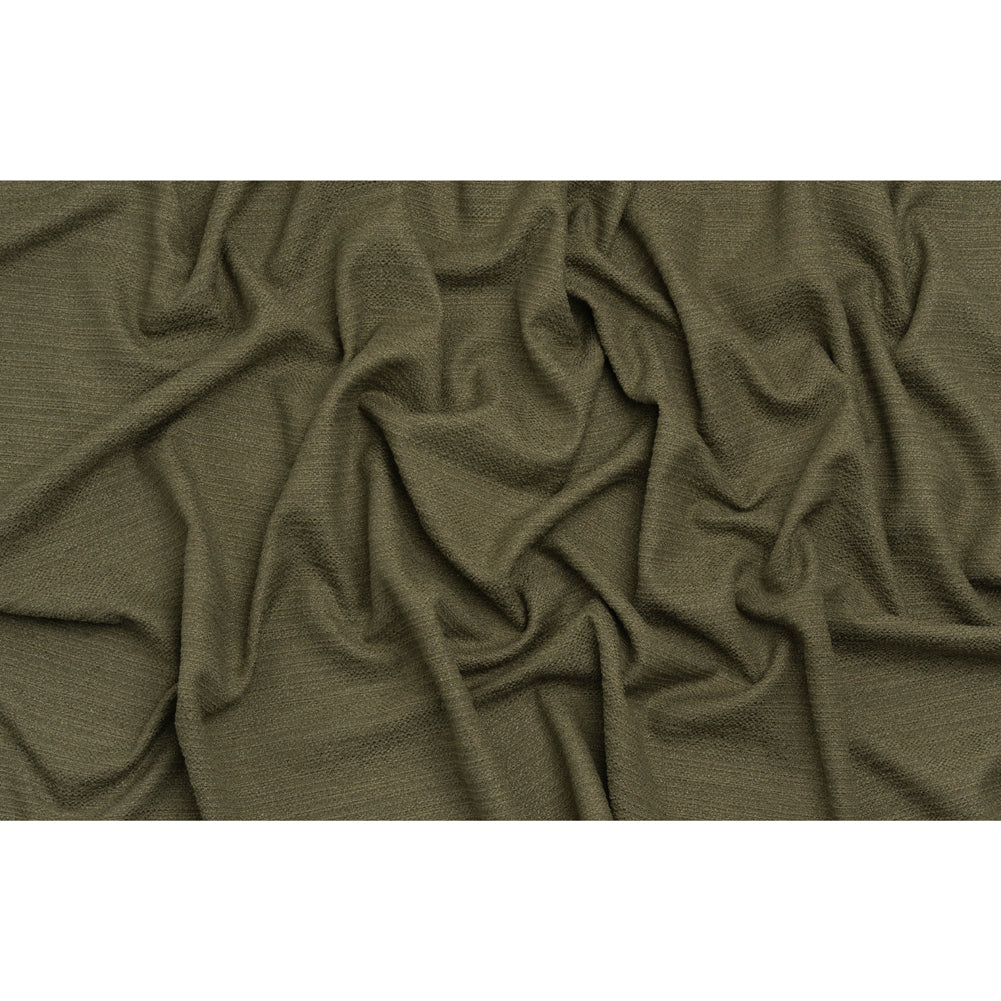 Textured Recycled Polyester Woven - Moss Boucle Stripes - British Imported