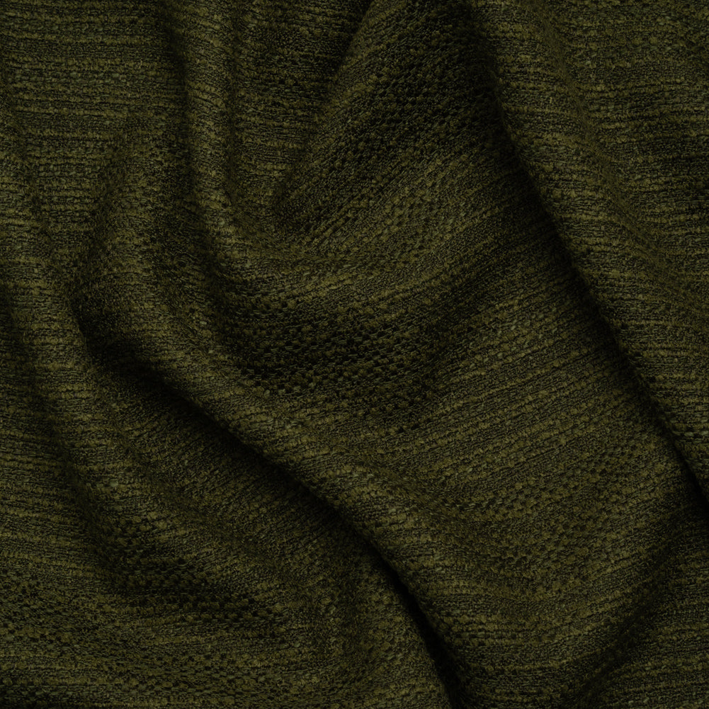 Textured Recycled Polyester Woven - Olive Boucle Stripes - British Imported
