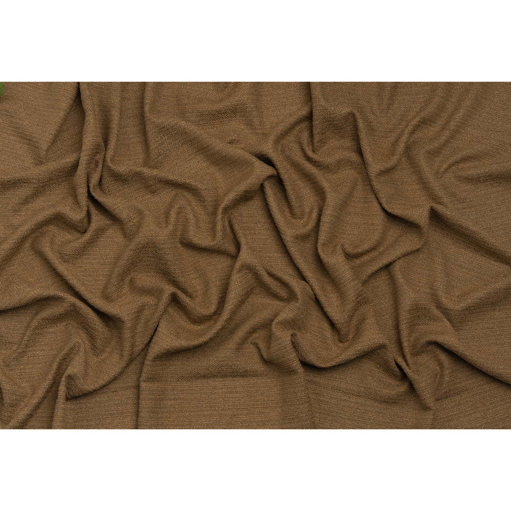 Textured Recycled Polyester Woven - Pecan Boucle Stripes - British Imported