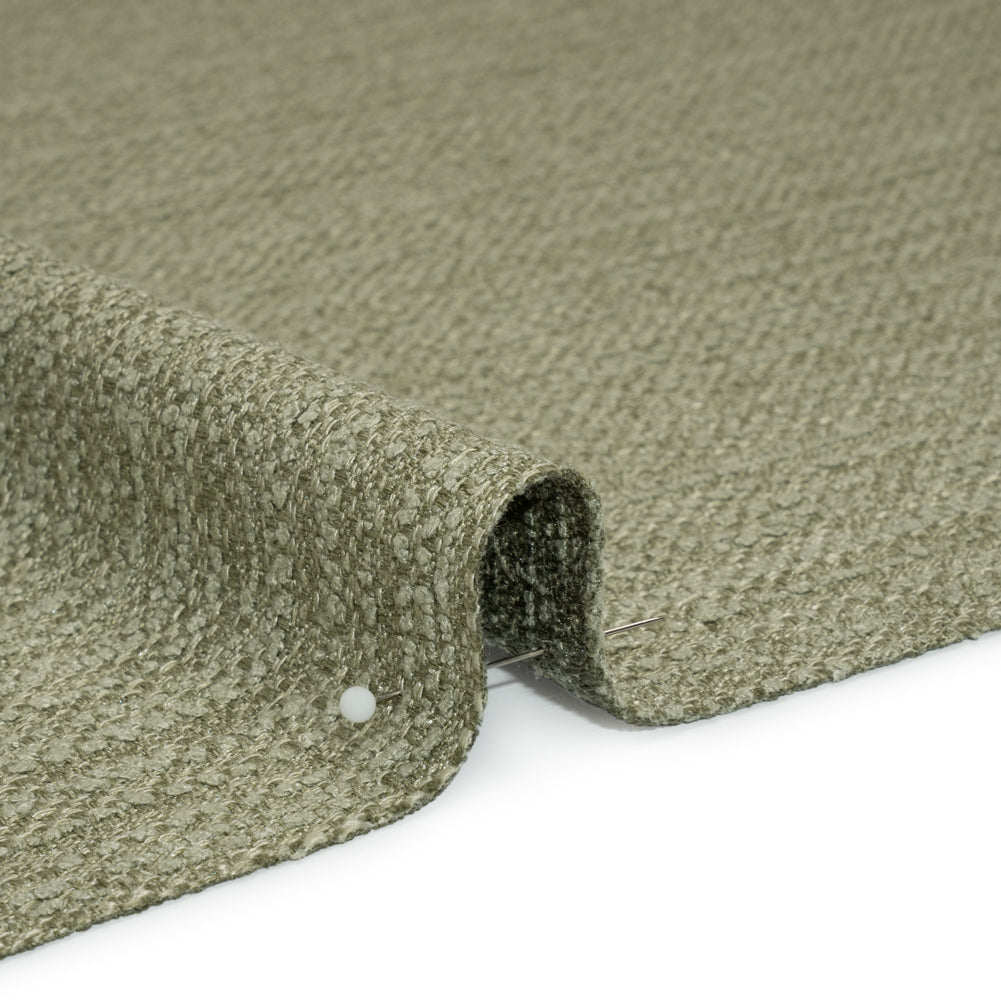 Textured Recycled Polyester Woven - Pistachio Boucle Stripes - British Imported