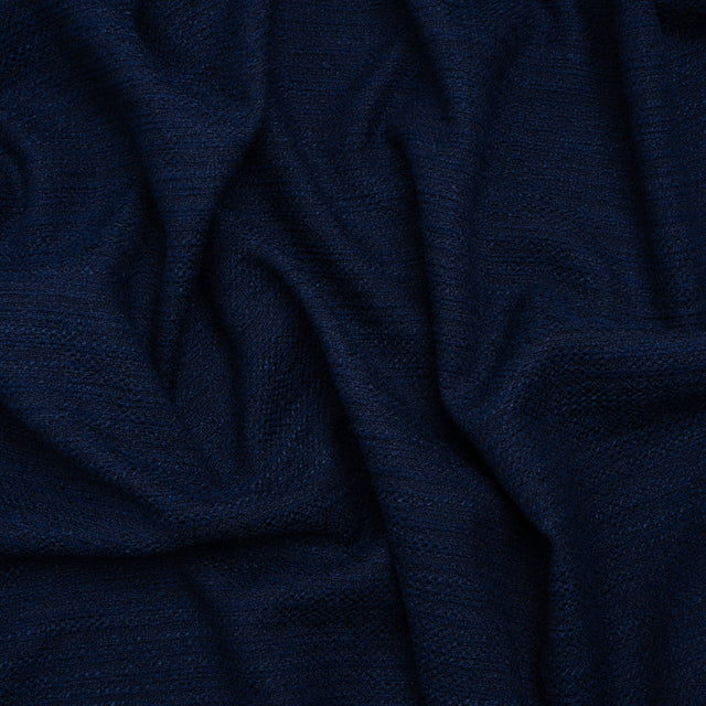 Textured Recycled Polyester Woven - Prussian Boucle Stripes - British Imported