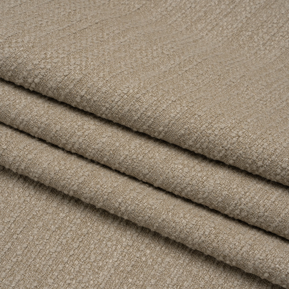 Textured Recycled Polyester Woven - Putty Boucle Stripes - British Imported