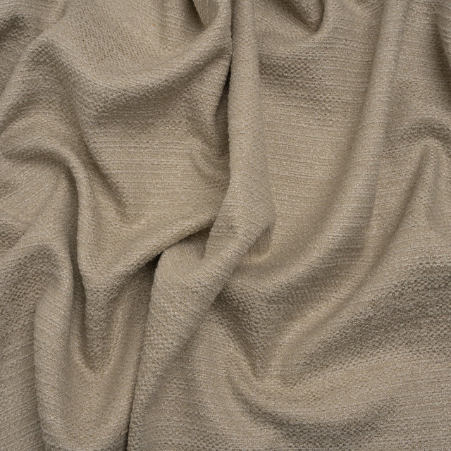 Textured Recycled Polyester Woven - Putty Boucle Stripes - British Imported