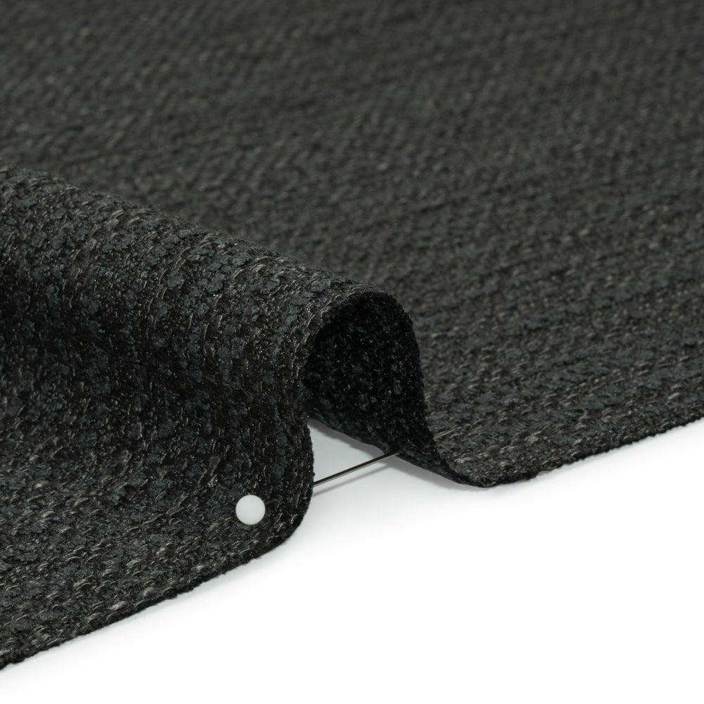 Textured Recycled Polyester Woven - Raven Boucle Stripes - British Imported
