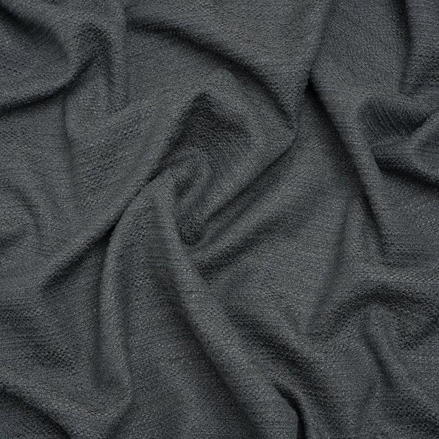 Textured Recycled Polyester Woven - Slate Boucle Stripes - British Imported