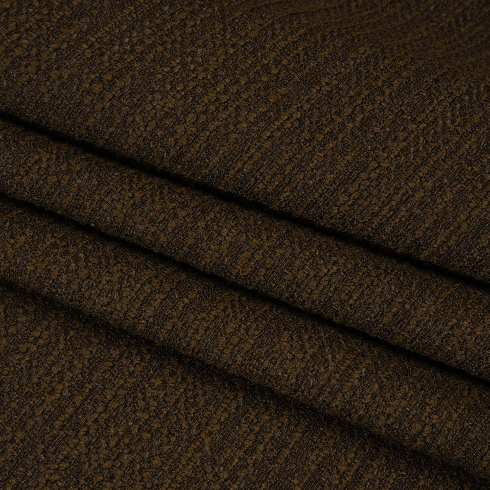 Textured Recycled Polyester Woven - Walnut Boucle Stripes - British Imported