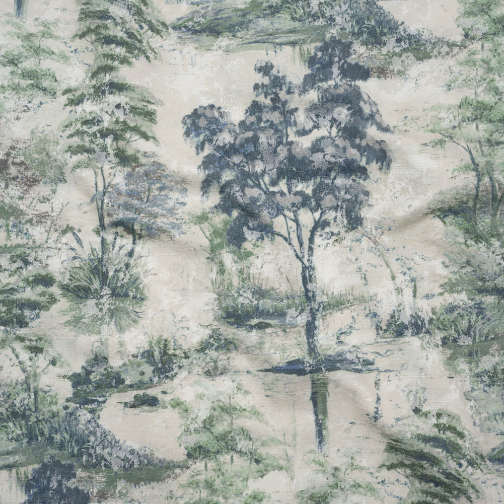 Drapery Jacquard Print - Denim Dreamy Trees - British Imported