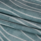Embroidered Linen-Look Polyester Drapery Woven - Denim Leafy Wavy Lines and Watercolor Texture - British Imported