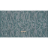 Embroidered Linen-Look Polyester Drapery Woven - Denim Leafy Wavy Lines and Watercolor Texture - British Imported