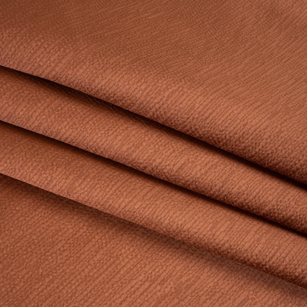 Luminous Textural Recycled Polyester Woven - Paprika - British Imported