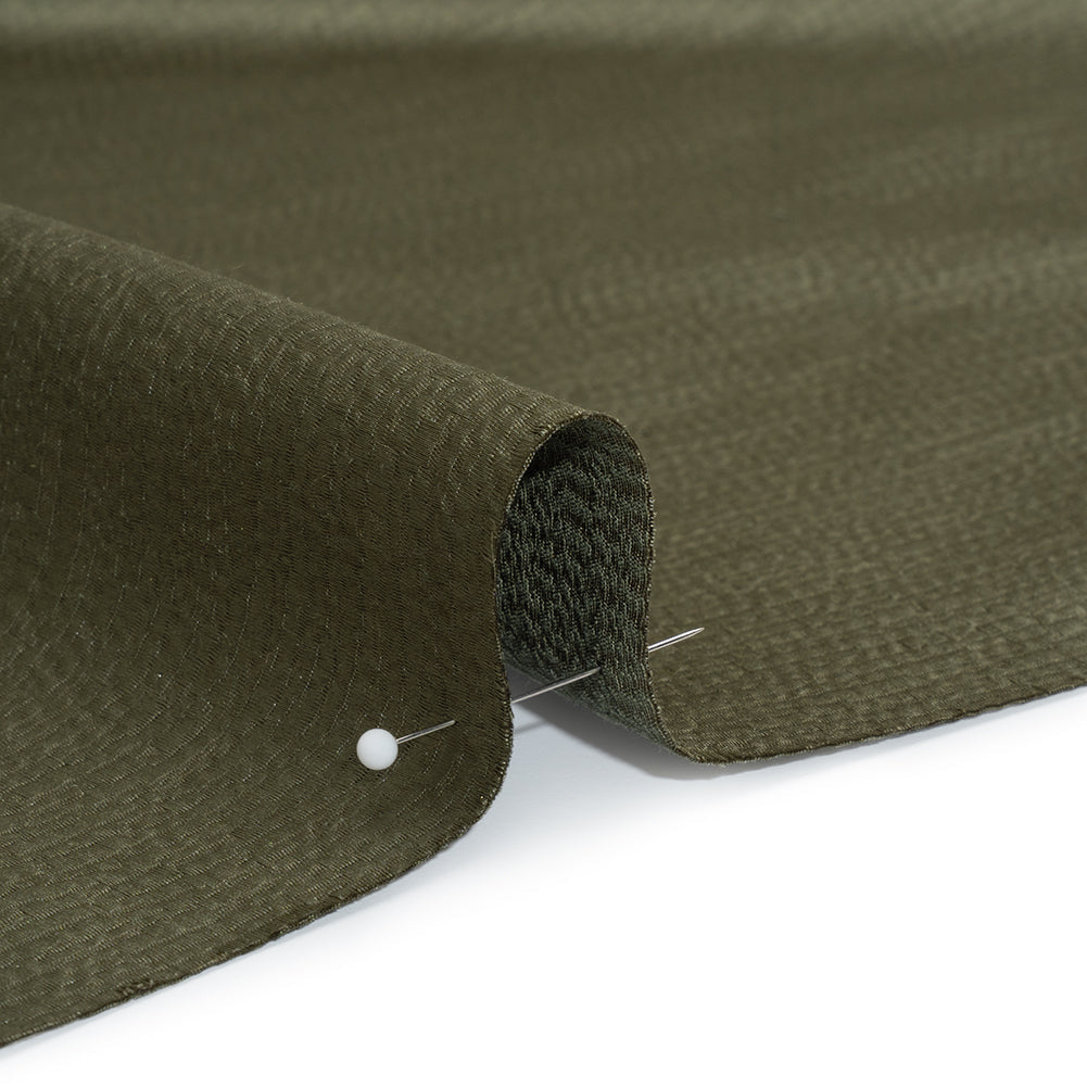 Luminous Textural Recycled Polyester Woven - Seaweed - British Imported