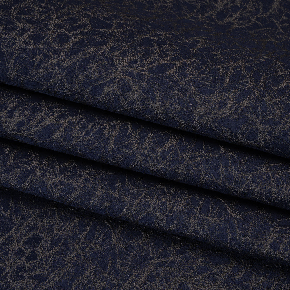 Satin-Faced Jacquard - Indigo Cracked - British Imported)