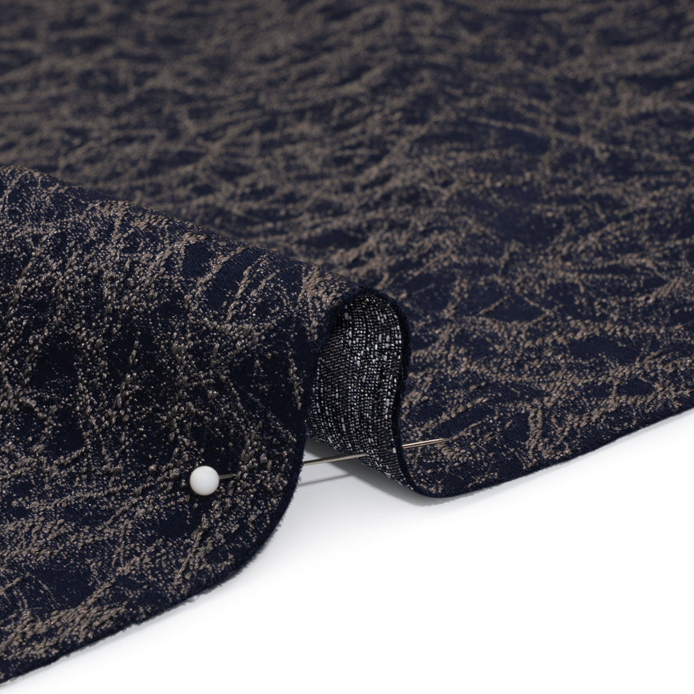 Satin-Faced Jacquard - Indigo Cracked - British Imported)
