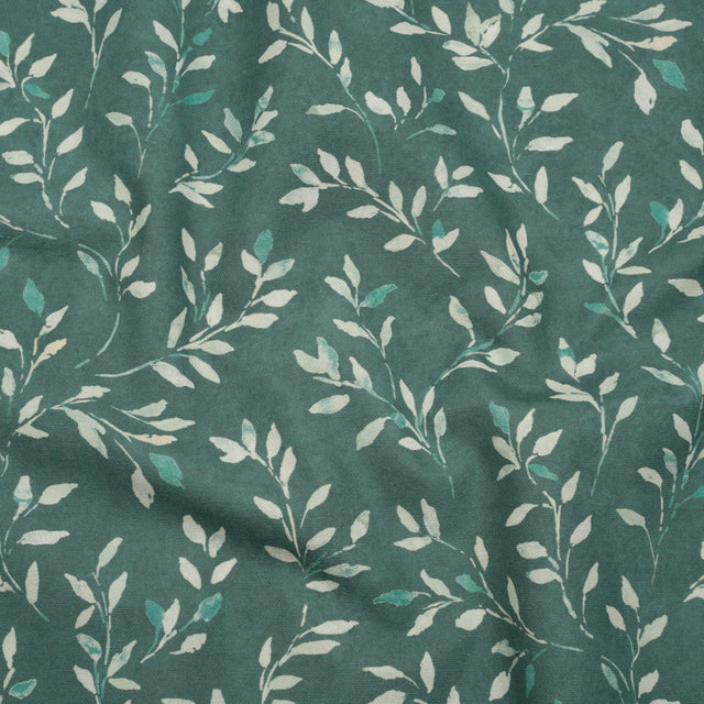 Printed Cotton Canvas - Azure Leafy Stems - British Imported