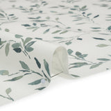 Printed Cotton Canvas - Duckegg Leafy Stems - British Imported