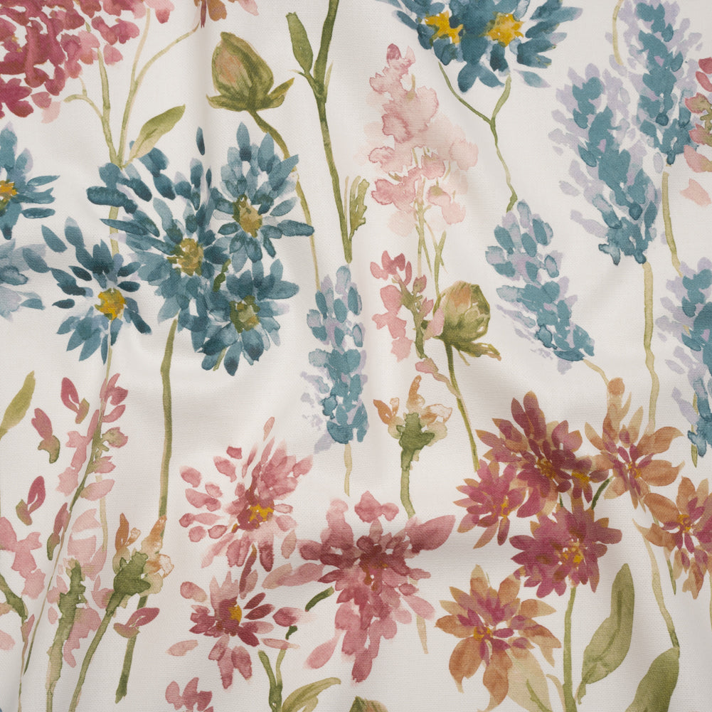 Printed Cotton Canvas - Peony Blooming Watercolor Garden - British Imported