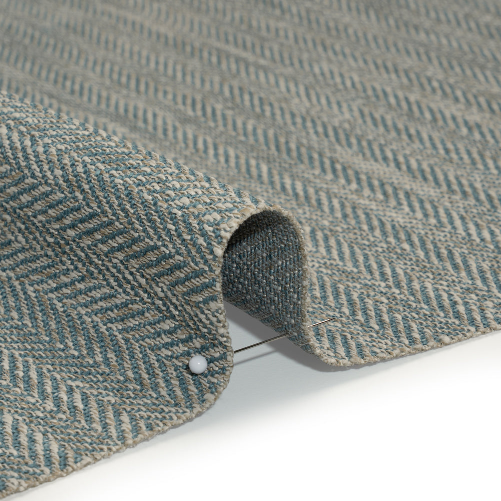 Recycled Polyester Home Decor Twill - Duckegg Herringbone - British Imported