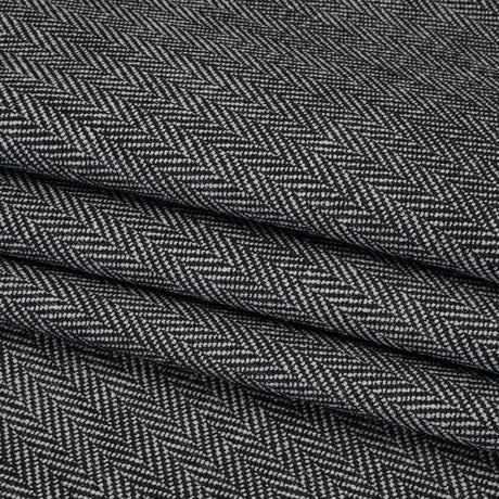Recycled Polyester Home Decor Twill - Ebony Herringbone - British Imported