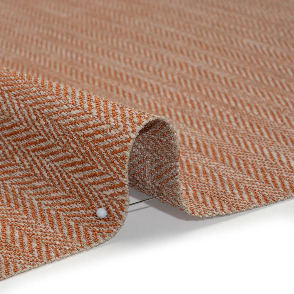 Recycled Polyester Home Decor Twill - Papaya Herringbone - British Imported