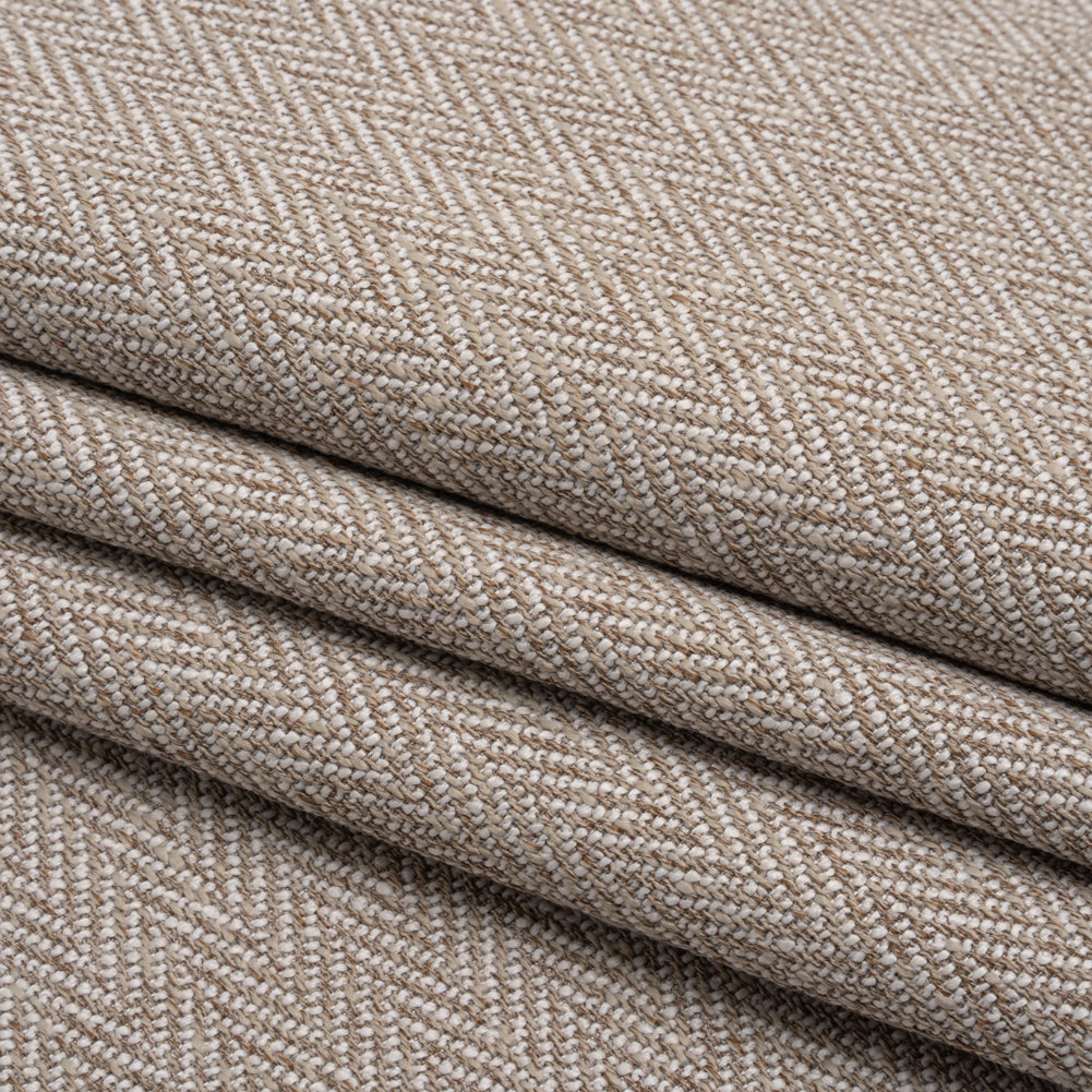 Recycled Polyester Home Decor Twill - Taupe Herringbone - British Imported