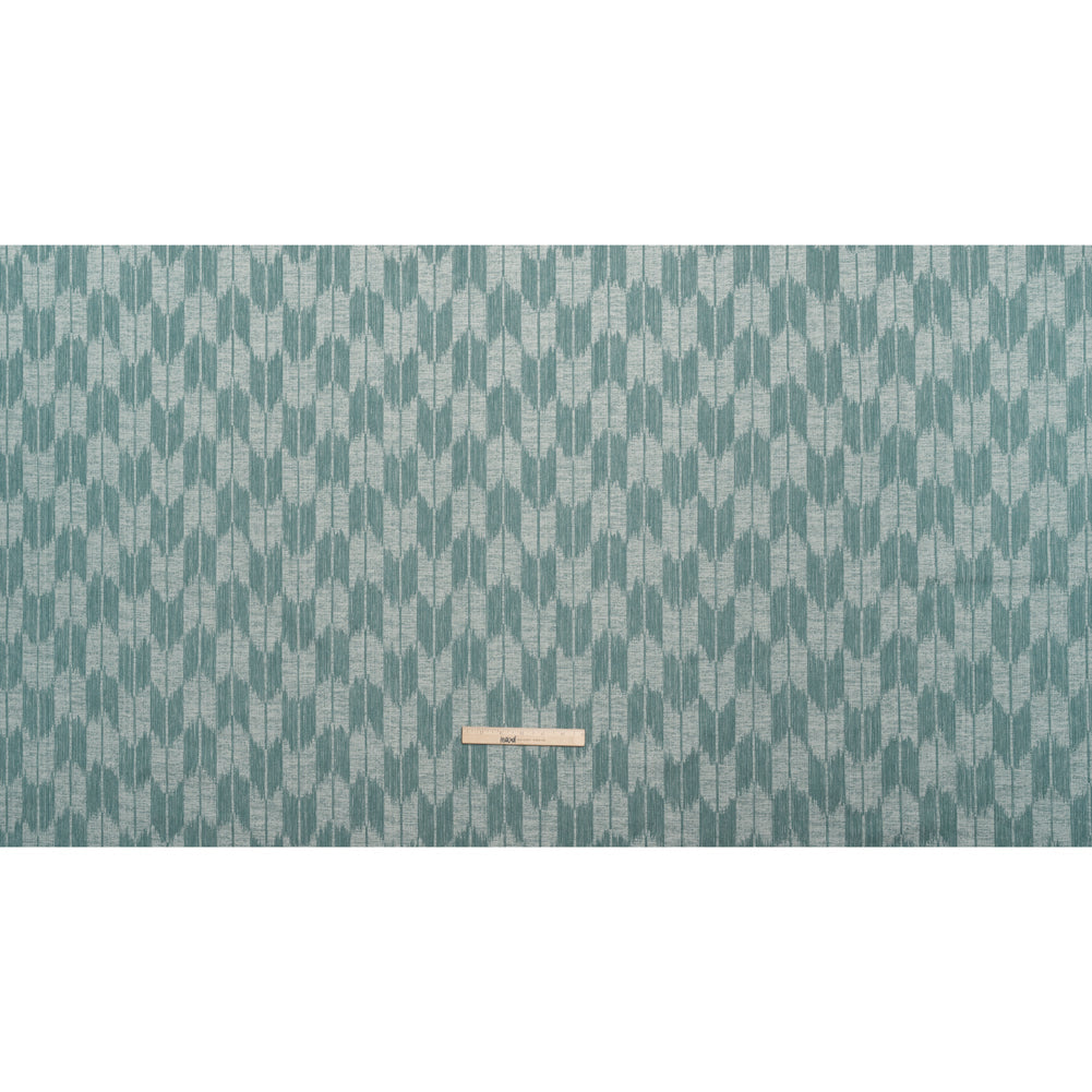 Cotton Blend Home Decor Jacquard - Kingfisher Ikat Checks - British Imported