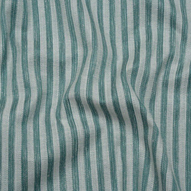 Cotton Blend Home Decor Jacquard - Kingfisher Stripes - British Imported