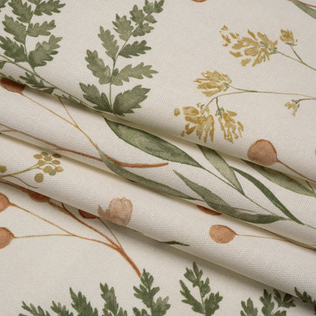 Printed Cotton Canvas - Autumn Painted Wildflowers and Leaves - British Imported