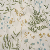 Printed Cotton Canvas - Duckegg Painted Wildflowers and Leaves - British Imported
