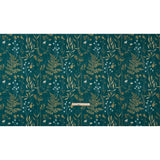 Printed Cotton Canvas - Kingfisher Painted Wildflowers and Leaves - British Imported