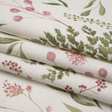 Printed Cotton Canvas - Peony Painted Wildflowers and Leaves - British Imported