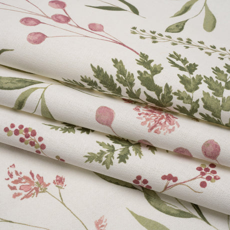 Printed Cotton Canvas - Peony Painted Wildflowers and Leaves - British Imported