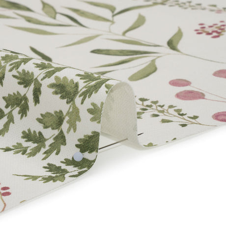 Printed Cotton Canvas - Peony Painted Wildflowers and Leaves - British Imported