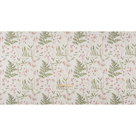 Printed Cotton Canvas - Peony Painted Wildflowers and Leaves - British Imported