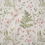 Printed Cotton Canvas - Peony Painted Wildflowers and Leaves - British Imported