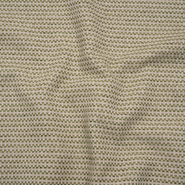 Recycled Polyester and Cotton Jacquard - Moss Little Checked Stripes - British Imported