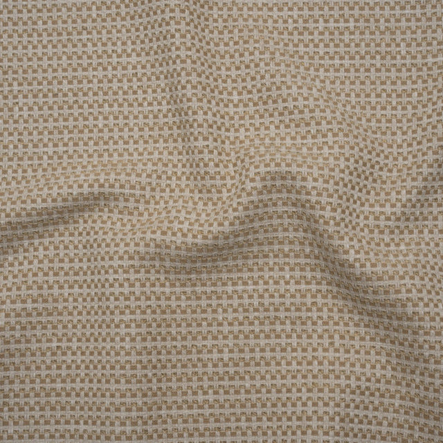 Recycled Polyester and Cotton Jacquard - Natural Little Checked Stripes - British Imported
