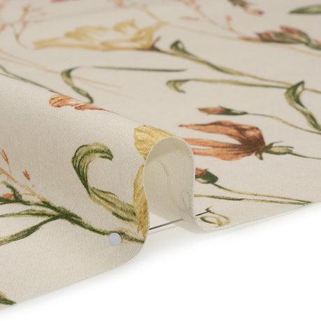 Printed Cotton Canvas - Autumn Flowering Stems and Butterflies - British Imported