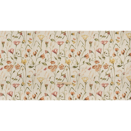 Printed Cotton Canvas - Autumn Flowering Stems and Butterflies - British Imported