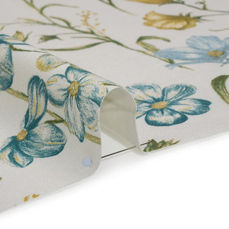 Printed Cotton Canvas - Duckegg Flowering Stems and Butterflies - British Imported