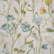 Printed Cotton Canvas - Duckegg Flowering Stems and Butterflies - British Imported