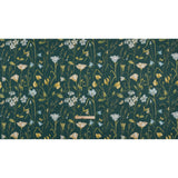 Printed Cotton Canvas - Kingfisher Flowering Stems and Butterflies - British Imported